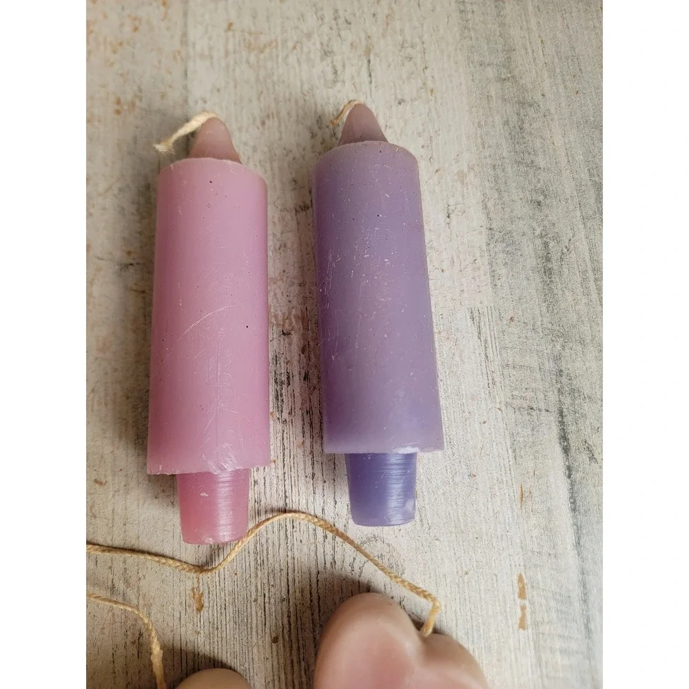 Vintage Valentine unique pastel pink heart candle set variety purple home decor